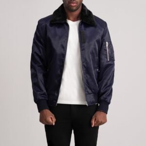 Men's Clyde B-15 Blue Bomber Jacket, Classic Military Flight Jacket, Stylish Casual Outerwear