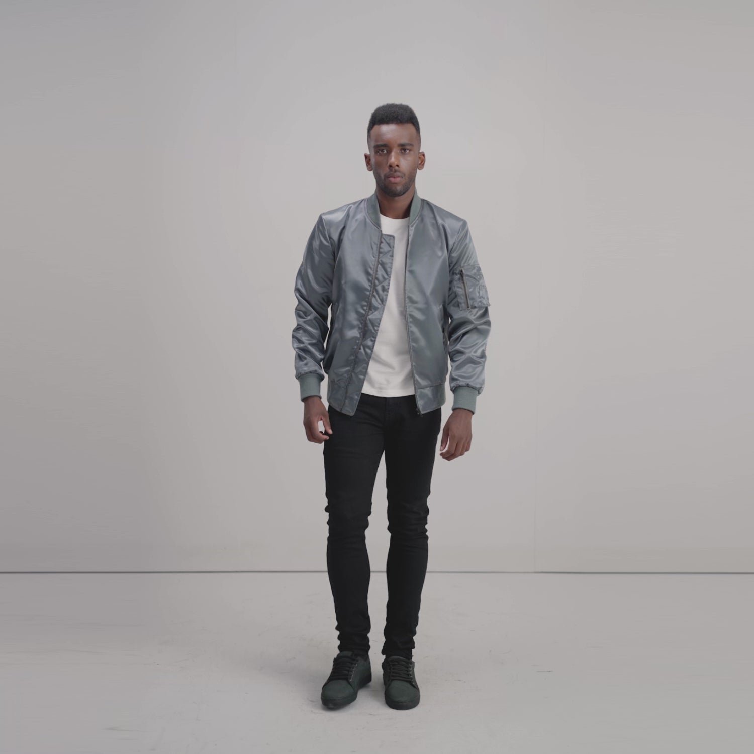 Men's Quinton MA-1 Grey Bomber Jacket, Classic Military Flight Jacket, Stylish Casual Outerwear - Image 6
