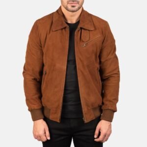 Tomchi Tan Suede Leather Jacket for Men, Vintage Suede Coat, Classic Casual Jacket, Rugged Western Style Outerwear