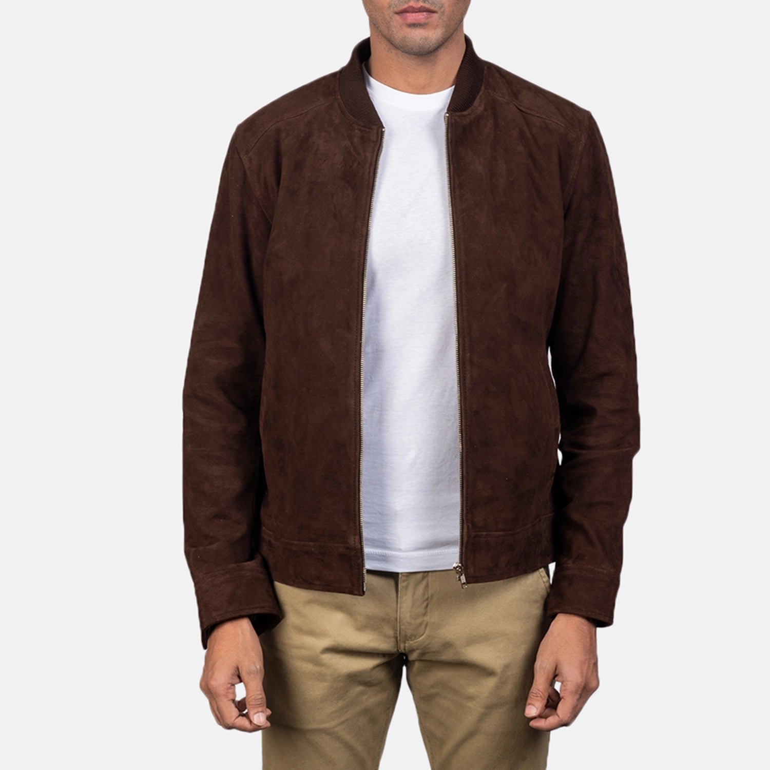 Blain Mocha Suede Bomber Jacket for Men, Vintage Suede Flight Jacket, Classic Casual Bomber Coat, Stylish Leather Outerwear