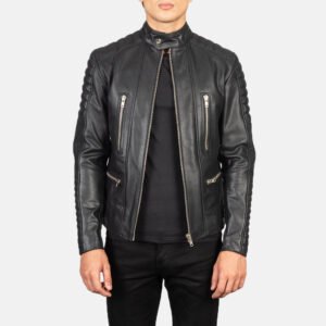 Men's Damian Black Leather Biker Jacket, Classic Motorcycle Style