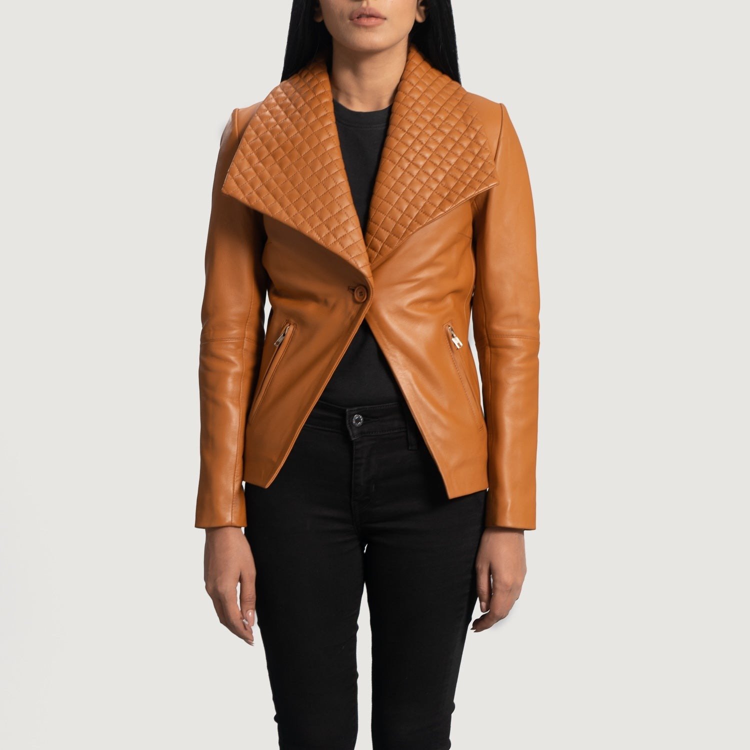 Lee Tan Brown Leather Blazer, Classic Tailored Jacket, Stylish Smart Casual Outerwear