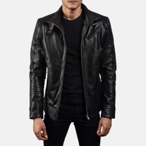 Legacy Black Leather Biker Jacket for Men, Classic Motorcycle Jacket, Vintage Moto Rider Coat, Genuine Leather Outerwear