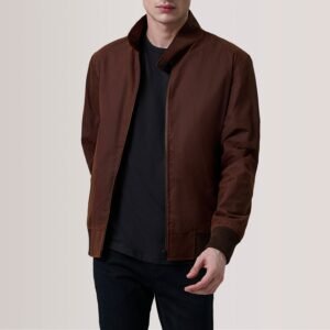Morrison Brown Canvas Bomber Jacket, Classic Casual Flight Jacket, Stylish Everyday Outerwear