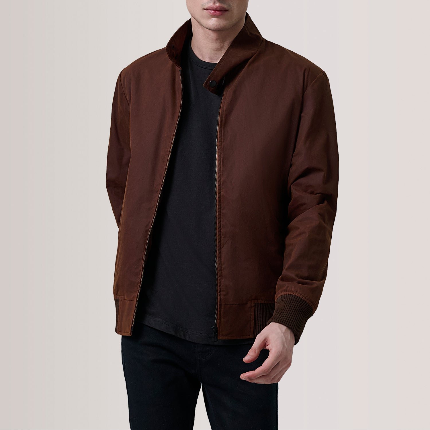 Morrison Brown Canvas Bomber Jacket, Classic Casual Flight Jacket, Stylish Everyday Outerwear - Image 4