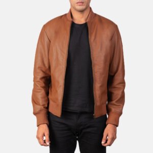 Shane Brown Leather Bomber Jacket for Men, Vintage Aviator Flight Jacket, Classic Casual Streetwear Outerwear