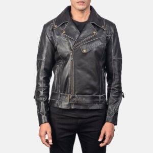 Vincent Black Leather Biker Jacket for Men, Classic Motorcycle Jacket, Vintage Moto Rider Coat, Rugged Leather Outerwear