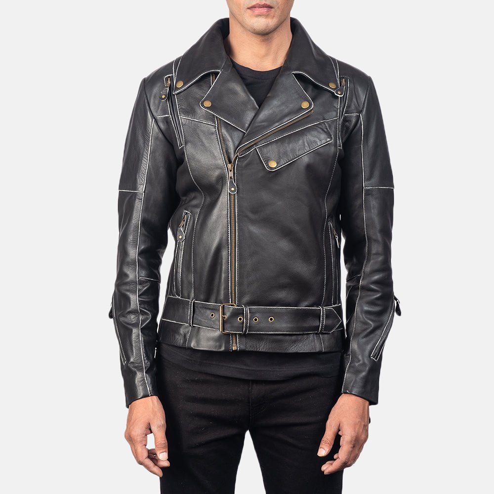 Vincent Black Leather Biker Jacket for Men, Classic Motorcycle Jacket, Vintage Moto Rider Coat, Rugged Leather Outerwear