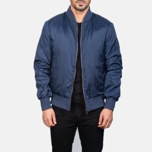 Zack Blue Bomber Jacket for Men, Classic Aviator Flight Jacket, Vintage Casual Streetwear Outerwear