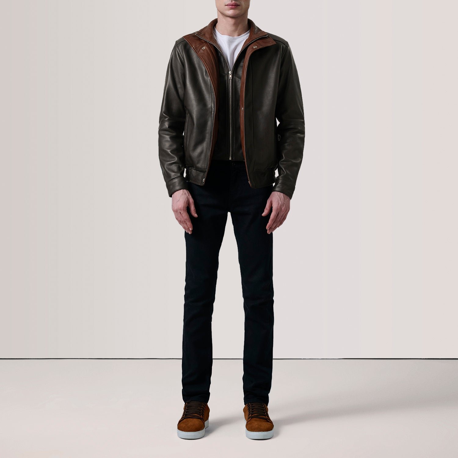 Alfred Brown Leather Bomber Jacket for Men, Vintage Aviator Flight Jacket, Classic Casual Streetwear Outerwear - Image 4