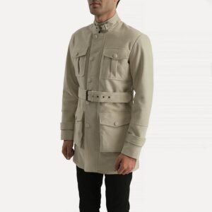 Dolf Off-White Suede Jacket for Men, Vintage Suede Coat, Classic Casual Jacket, Stylish Minimalist Outerwear