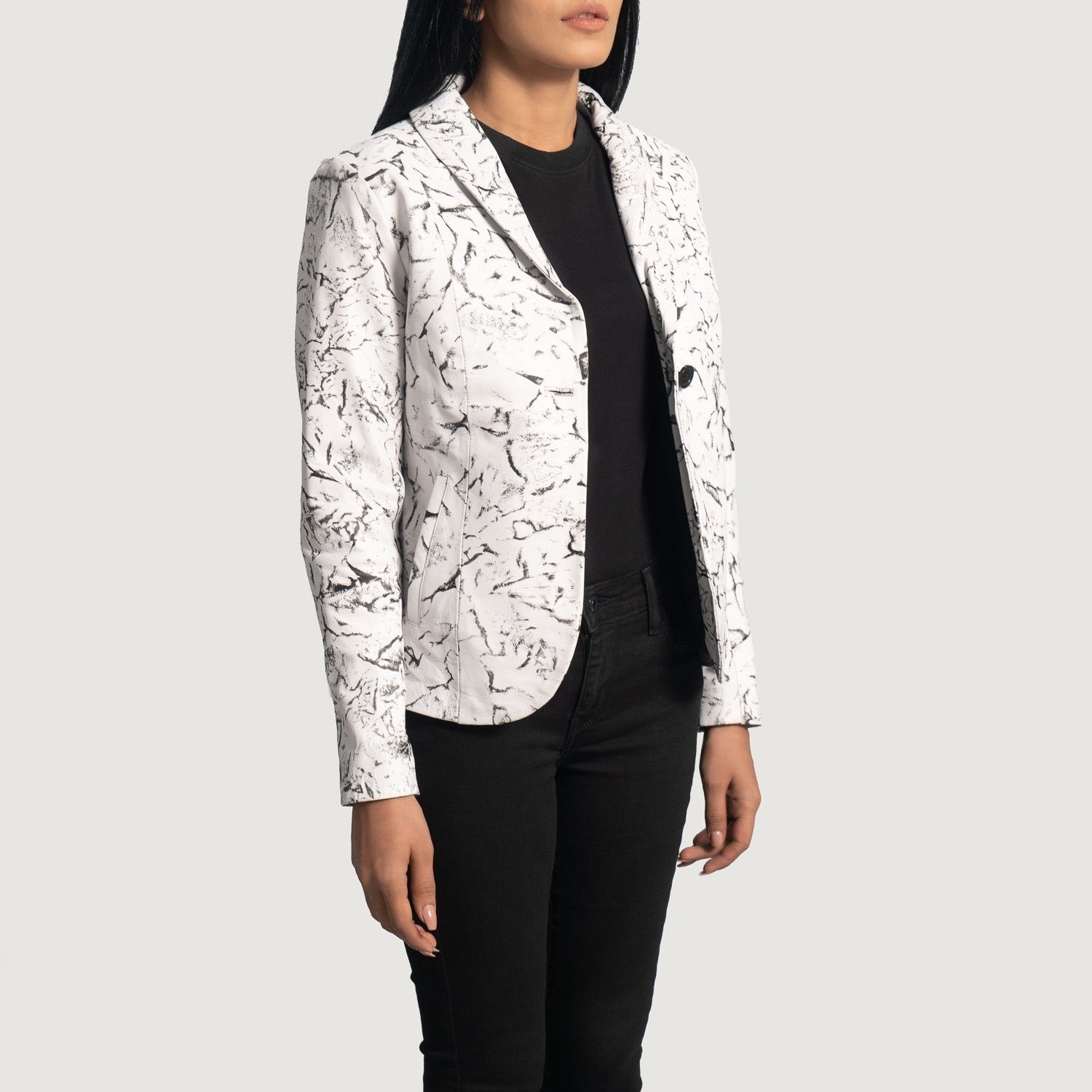 Donna Blake White Leather Blazer for Women, Elegant Tailored Jacket, Chic Modern Outerwear - Image 5