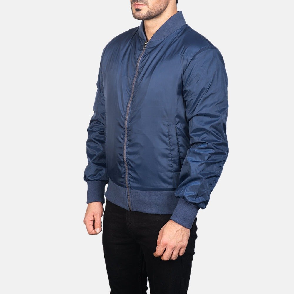 Zack Blue Bomber Jacket for Men, Classic Aviator Flight Jacket, Vintage Casual Streetwear Outerwear - Image 3