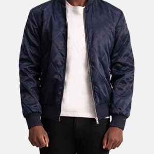 Danson Quilted Blue Varsity Jacket for Men, Stylish Letterman Bomber, Casual Streetwear