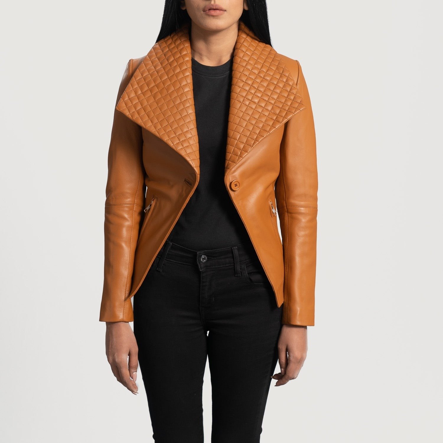 Lee Tan Brown Leather Blazer, Classic Tailored Jacket, Stylish Smart Casual Outerwear - Image 6