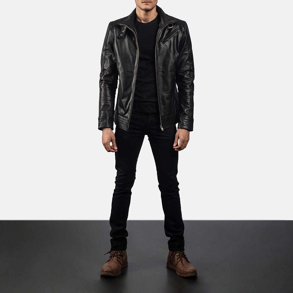 Legacy Black Leather Biker Jacket for Men, Classic Motorcycle Jacket, Vintage Moto Rider Coat, Genuine Leather Outerwear - Image 3