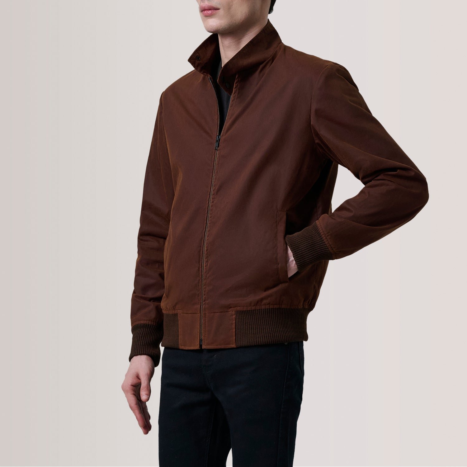 Morrison Brown Canvas Bomber Jacket, Classic Casual Flight Jacket, Stylish Everyday Outerwear - Image 5
