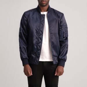 Men's Quinton MA-1 Blue Bomber Jacket, Classic Military Flight Jacket, Stylish Casual Outerwear