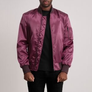 Men's Quinton MA-1 Maroon Bomber Jacket, Classic Military Flight Jacket, Stylish Casual Outerwear
