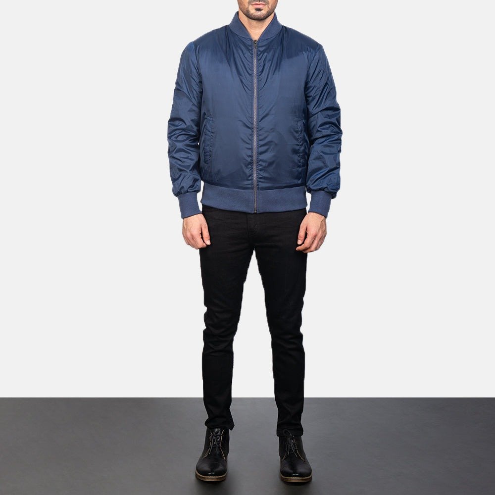 Zack Blue Bomber Jacket for Men, Classic Aviator Flight Jacket, Vintage Casual Streetwear Outerwear - Image 6