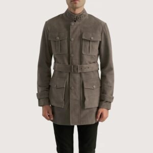 Dolf Grey Suede Jacket for Men, Vintage Suede Coat, Classic Casual Jacket, Stylish Minimalist Outerwear