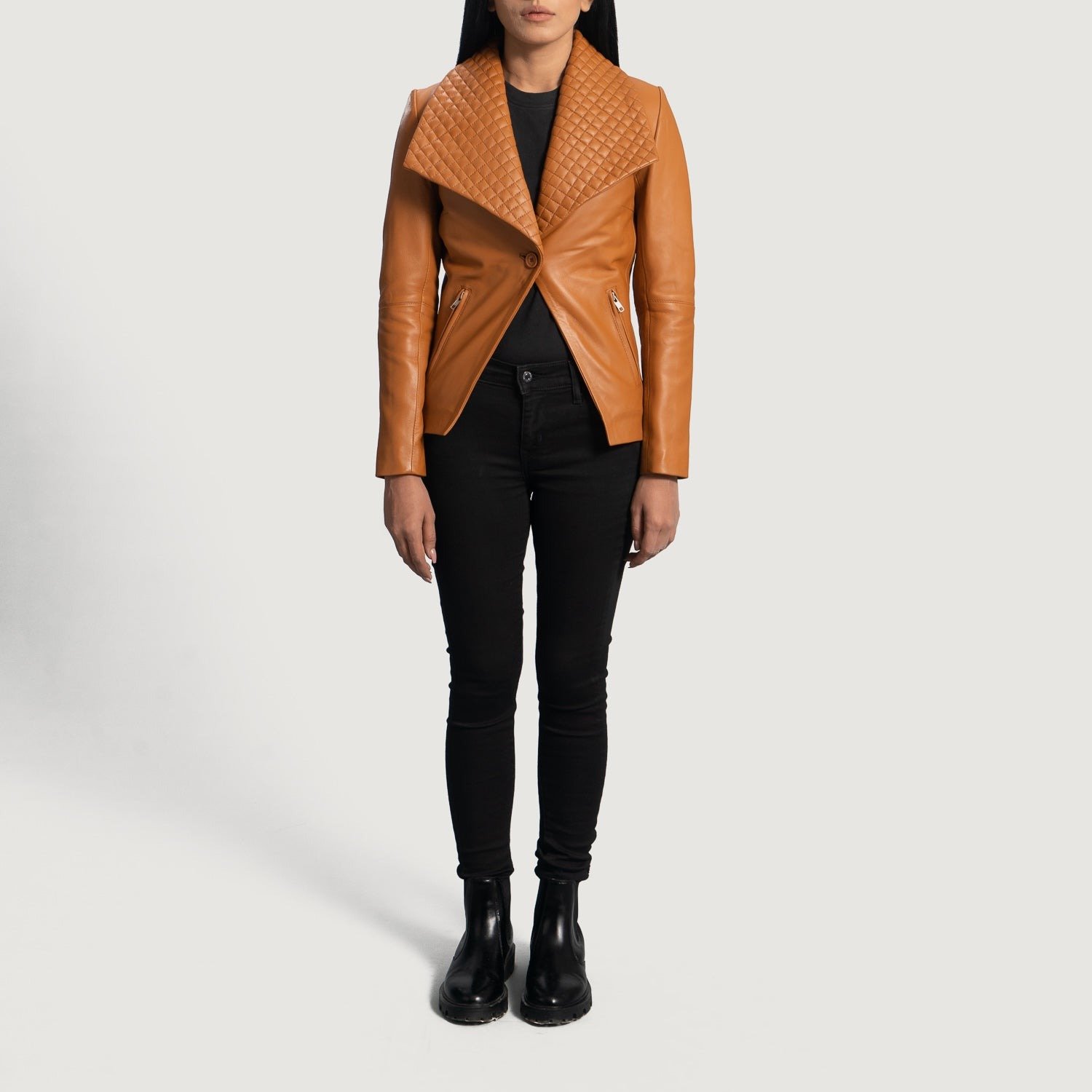 Lee Tan Brown Leather Blazer, Classic Tailored Jacket, Stylish Smart Casual Outerwear - Image 5