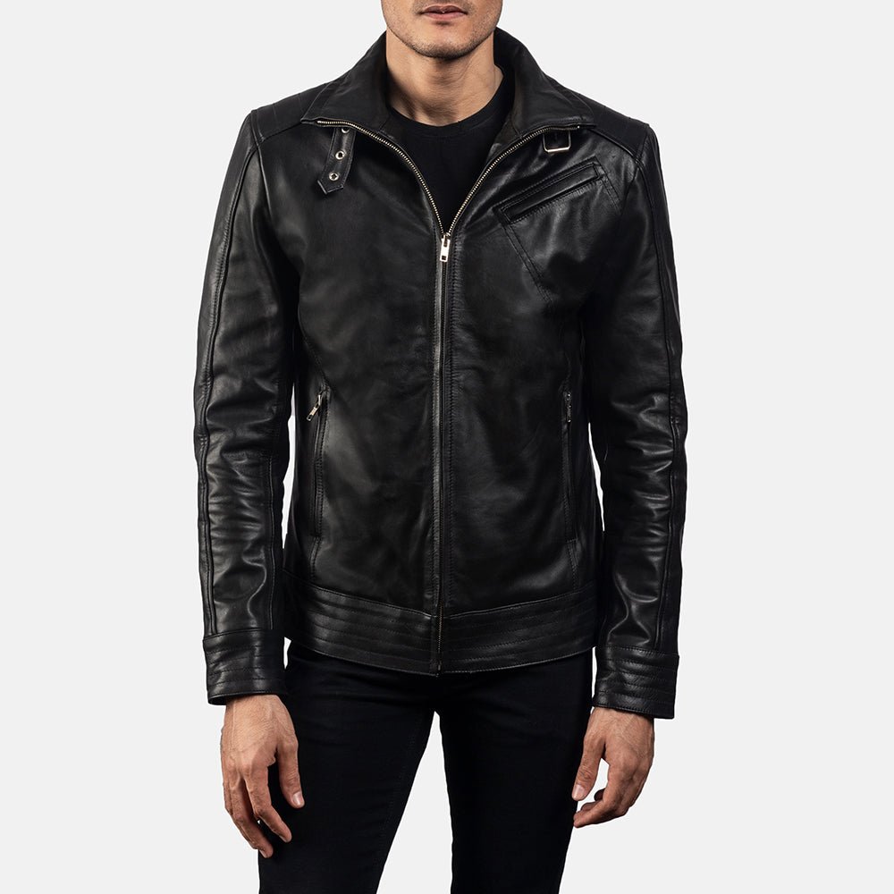 Legacy Black Leather Biker Jacket for Men, Classic Motorcycle Jacket, Vintage Moto Rider Coat, Genuine Leather Outerwear - Image 2