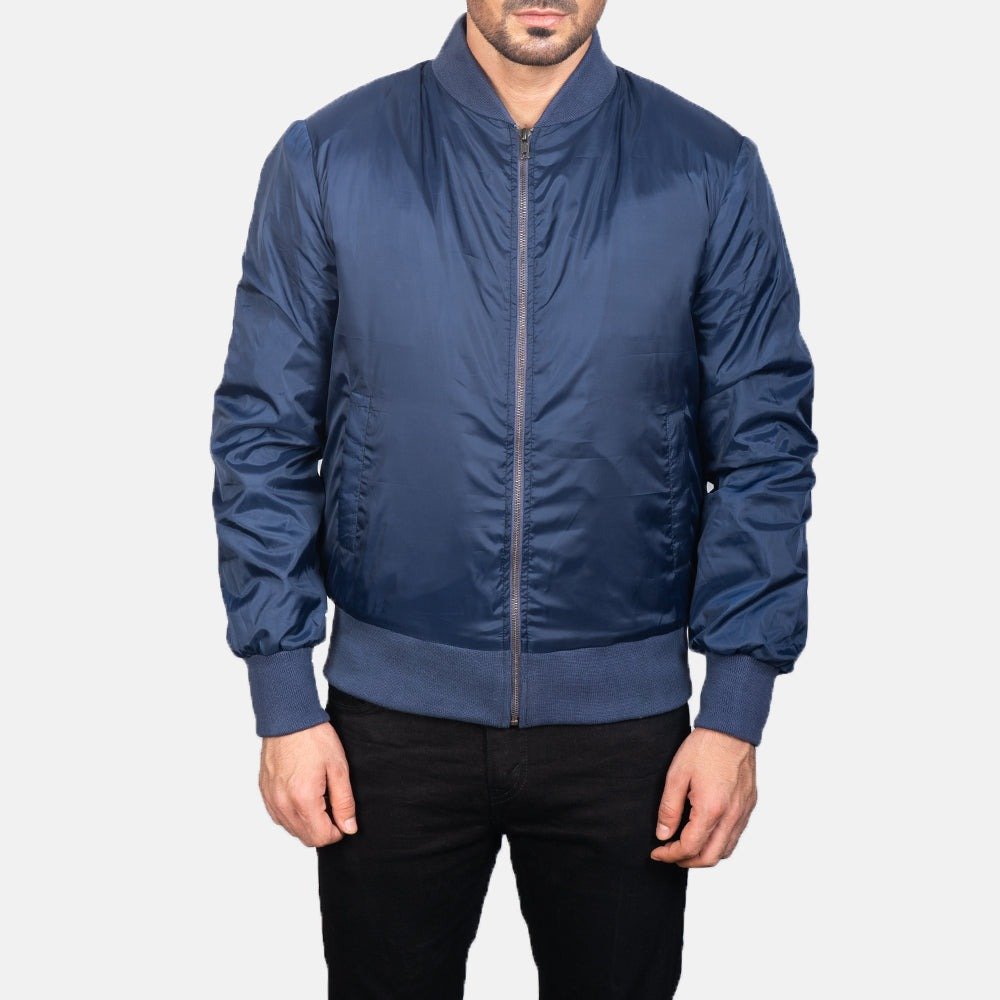 Zack Blue Bomber Jacket for Men, Classic Aviator Flight Jacket, Vintage Casual Streetwear Outerwear - Image 5