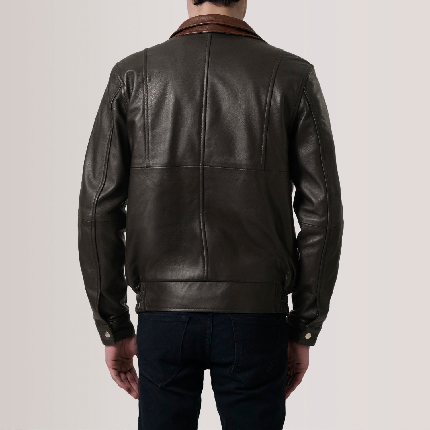 Alfred Brown Leather Bomber Jacket for Men, Vintage Aviator Flight Jacket, Classic Casual Streetwear Outerwear - Image 6