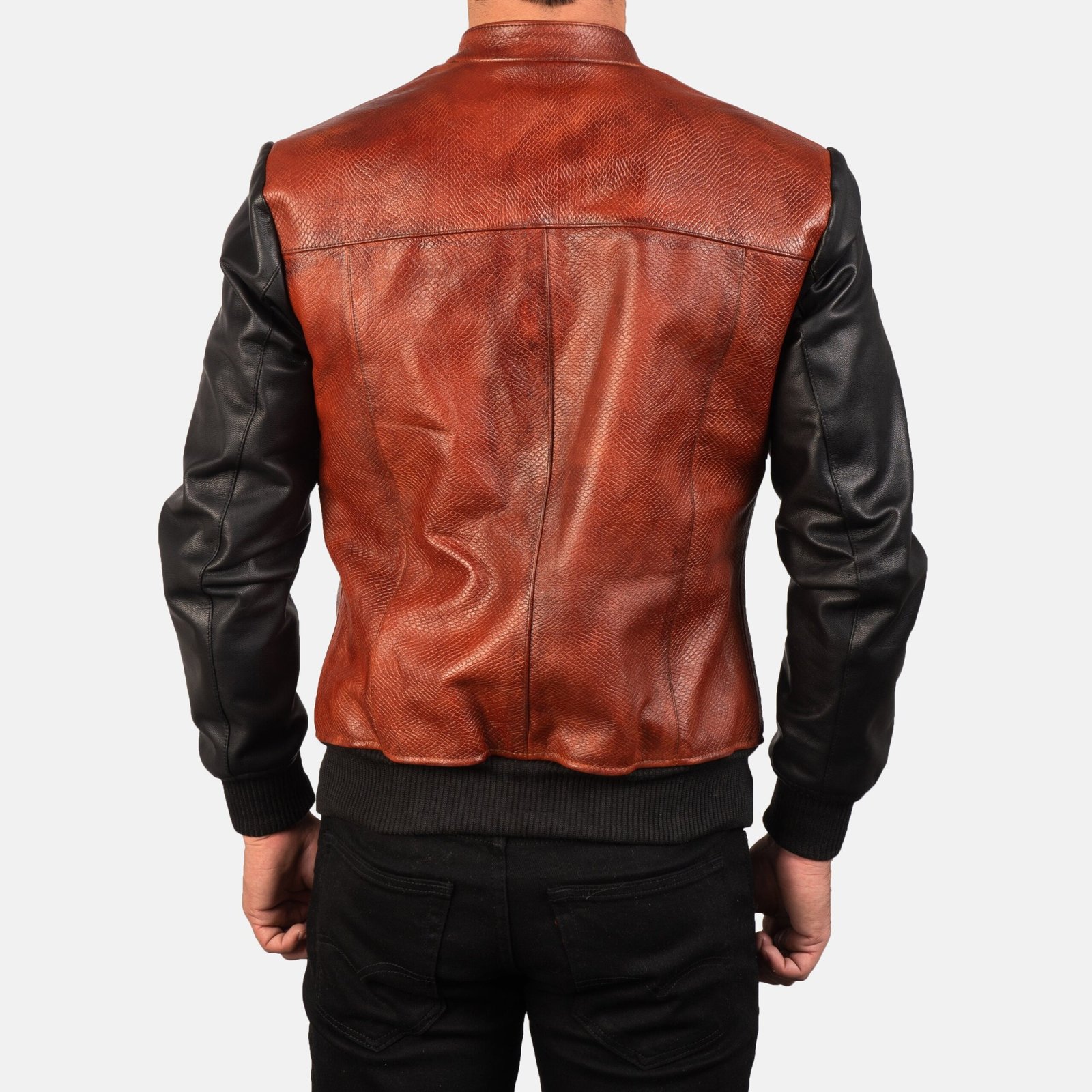 Avan Black & Maroon Leather Bomber Jacket for Men, Two Tone Aviator Flight Jacket, Vintage Motorcycle Outerwear - Image 6