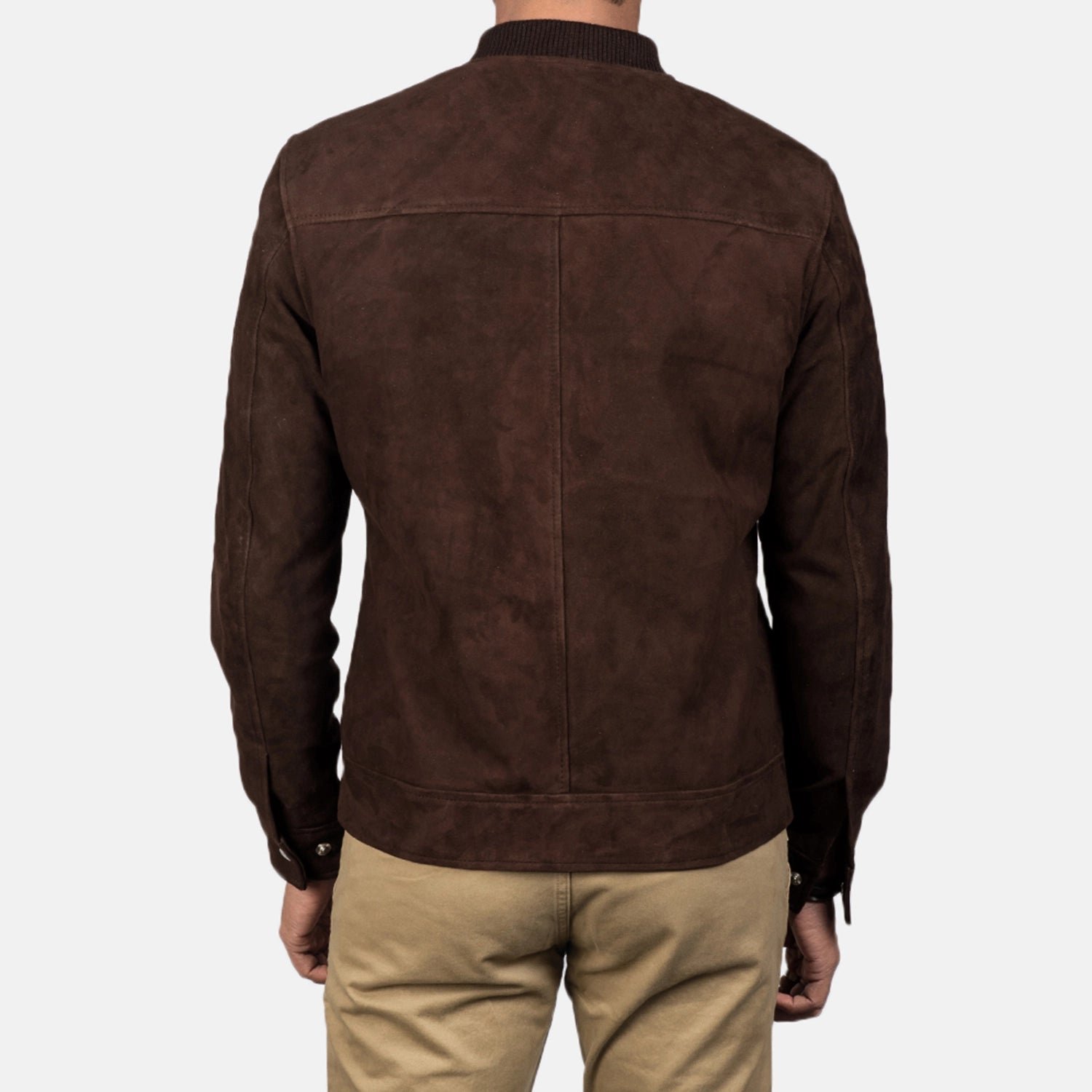 Blain Mocha Suede Bomber Jacket for Men, Vintage Brown Aviator Jacket, Classic Casual Suede Outerwear - Image 3