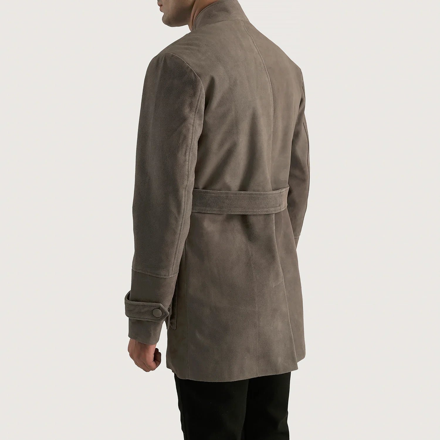 Dolf Grey Suede Jacket for Men, Vintage Suede Coat, Classic Casual Jacket, Stylish Minimalist Outerwear - Image 2