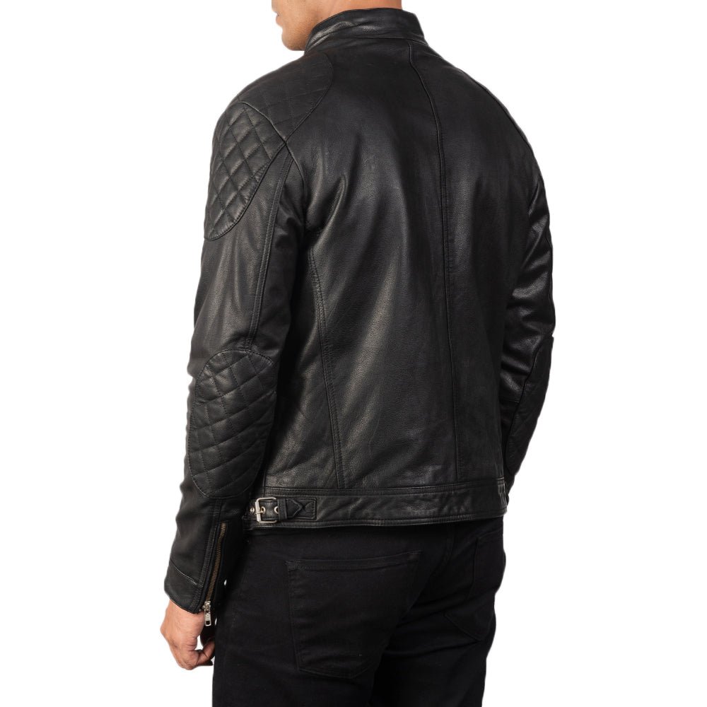 Men's Gatsby Black Leather Biker Jacket, Classic Motorcycle Moto Jacket - Image 3