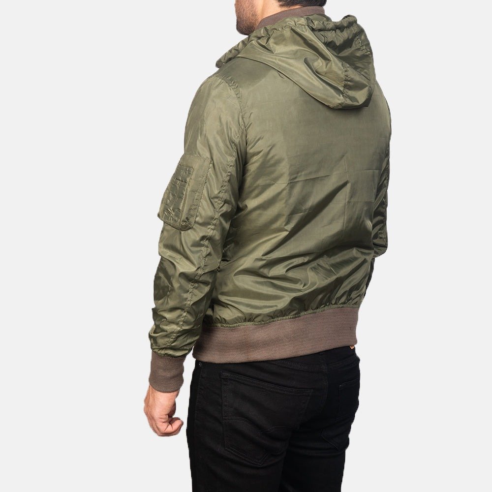Hanklin MA-1 Green Hooded Bomber Jacket for Men, Military Flight Jacket, Classic Aviator Streetwear Outerwear - Image 2