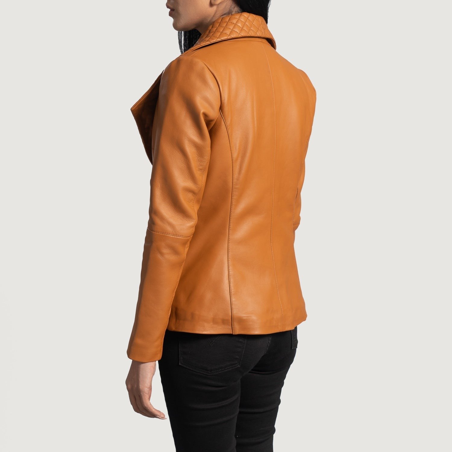 Lee Tan Brown Leather Blazer, Classic Tailored Jacket, Stylish Smart Casual Outerwear - Image 4