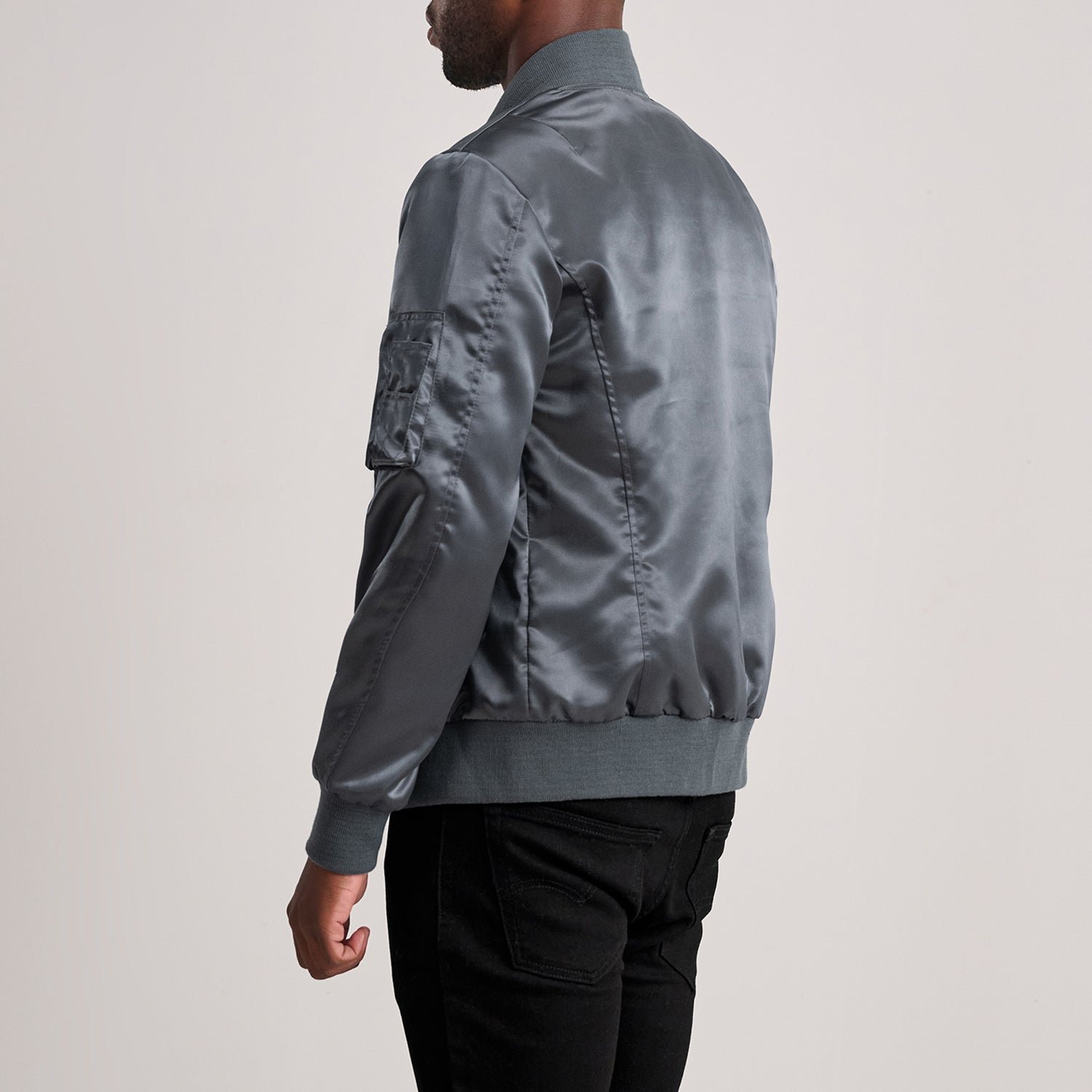 Men's Quinton MA-1 Grey Bomber Jacket, Classic Military Flight Jacket, Stylish Casual Outerwear - Image 5
