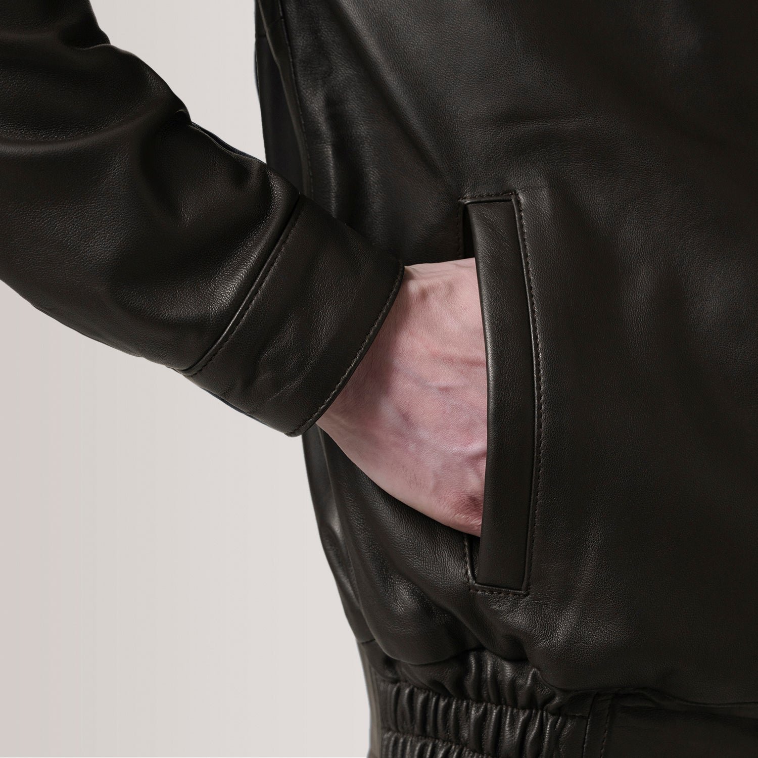 Alfred Brown Leather Bomber Jacket for Men, Vintage Aviator Flight Jacket, Classic Casual Streetwear Outerwear - Image 5