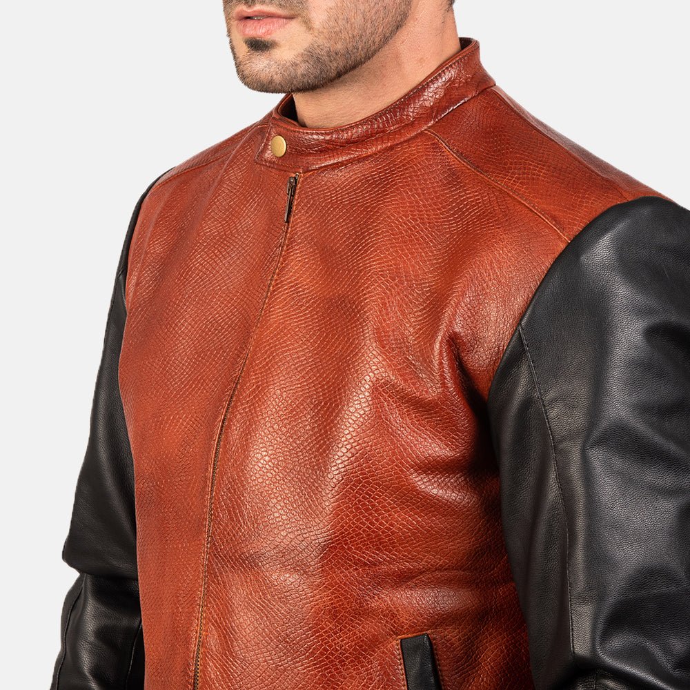 Avan Black & Maroon Leather Bomber Jacket for Men, Two Tone Aviator Flight Jacket, Vintage Motorcycle Outerwear - Image 5