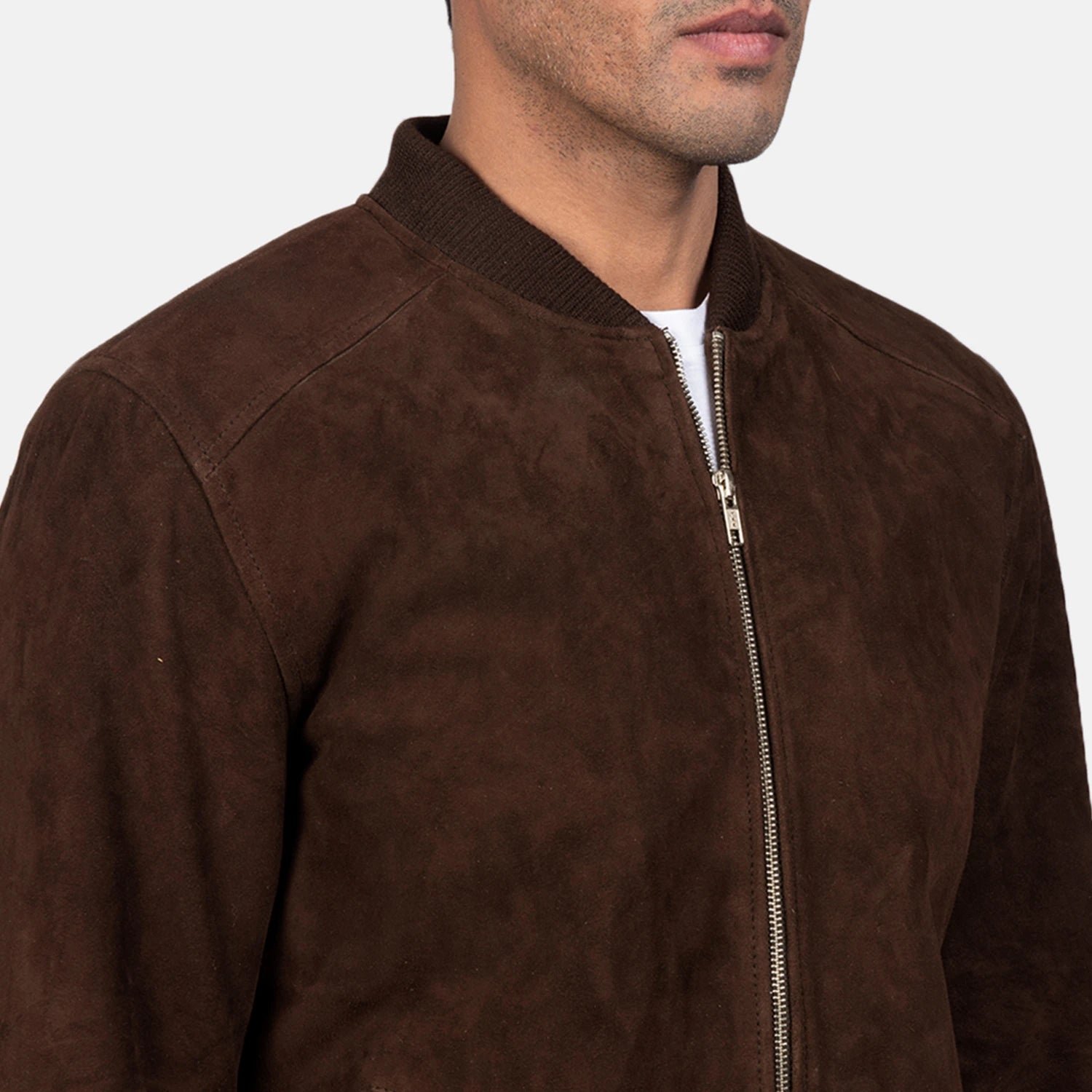 Blain Mocha Suede Bomber Jacket for Men, Vintage Suede Flight Jacket, Classic Casual Bomber Coat, Stylish Leather Outerwear - Image 6