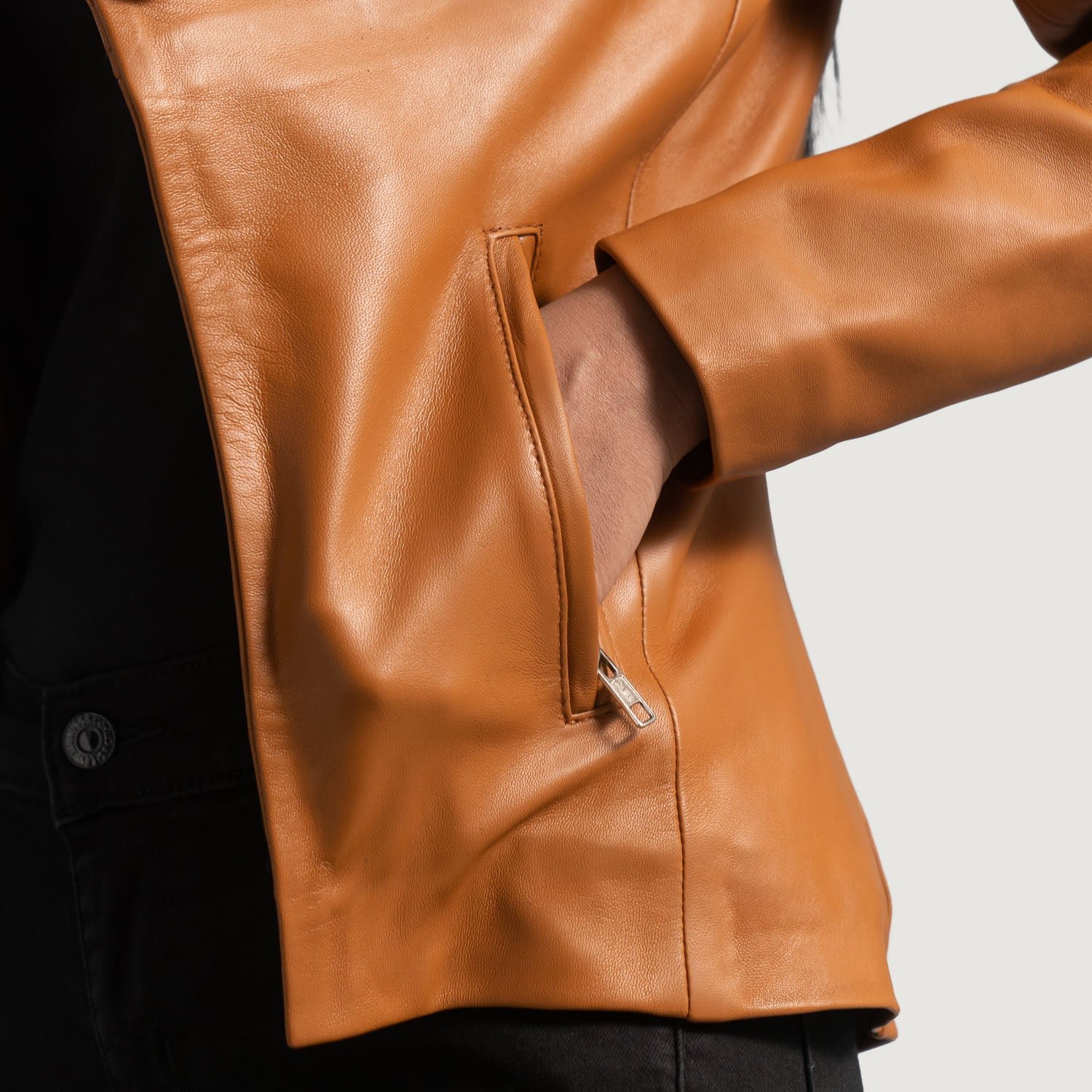 Lee Tan Brown Leather Blazer, Classic Tailored Jacket, Stylish Smart Casual Outerwear - Image 3