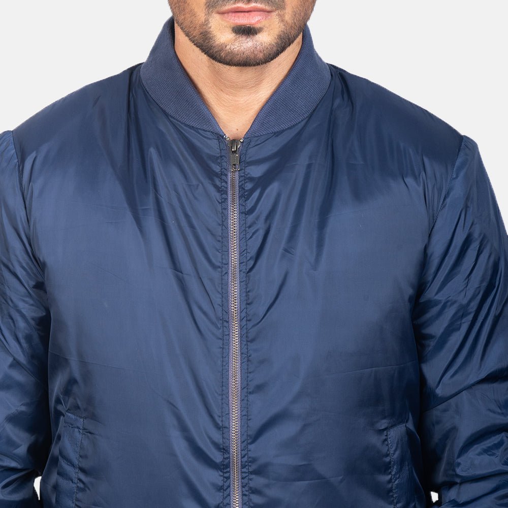 Zack Blue Bomber Jacket for Men, Classic Aviator Flight Jacket, Vintage Casual Streetwear Outerwear - Image 4