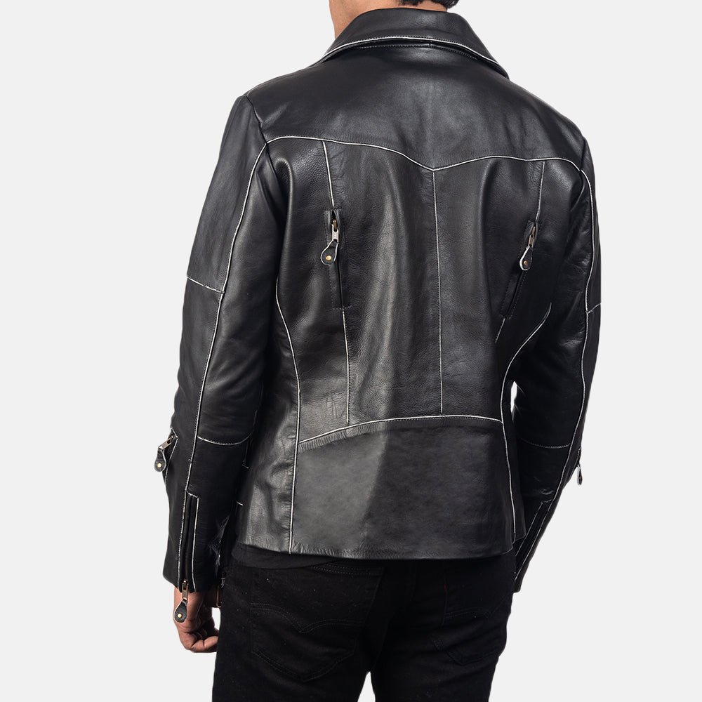 Vincent Black Leather Biker Jacket for Men, Classic Motorcycle Jacket, Vintage Moto Rider Coat, Rugged Leather Outerwear - Image 6