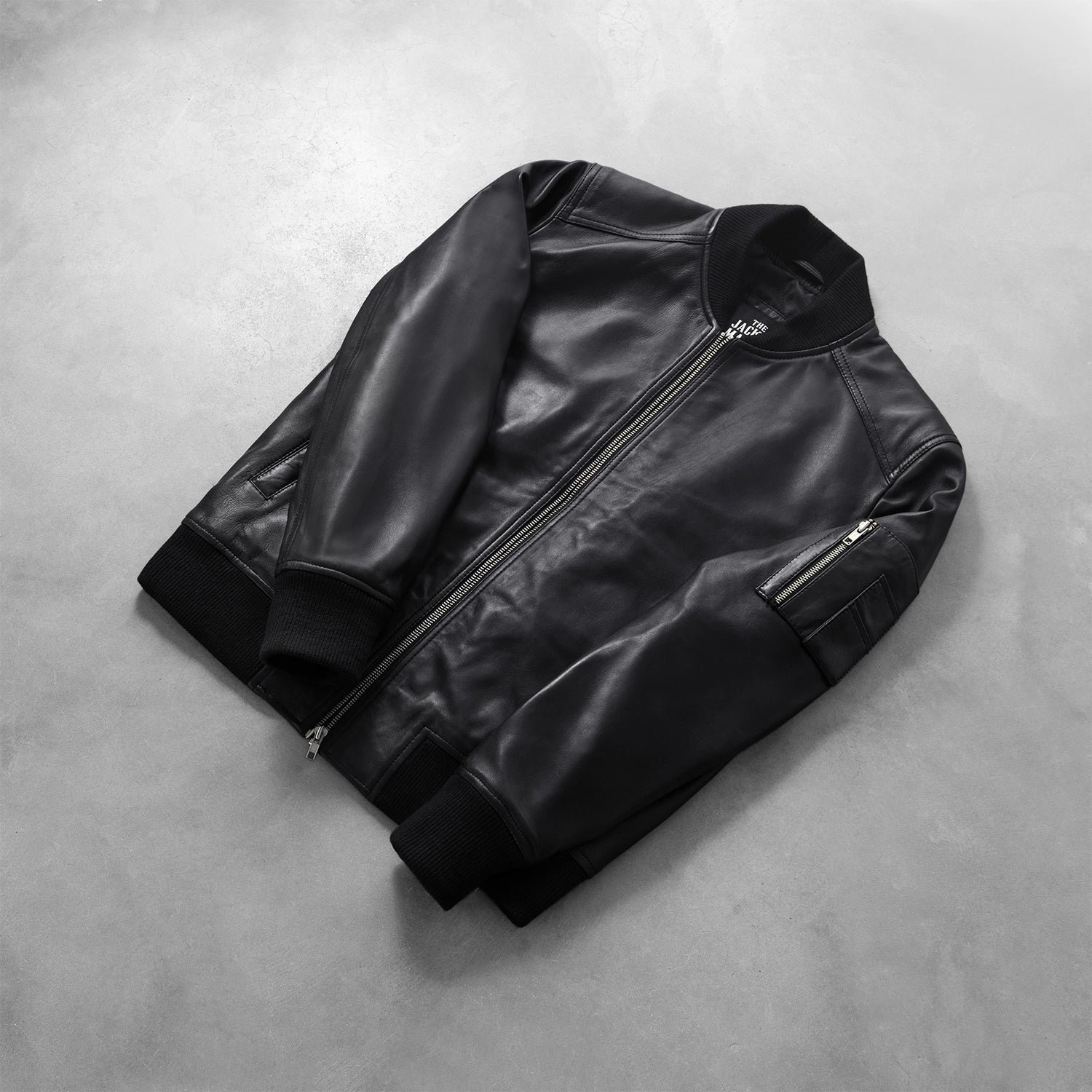 Bomia MA-1 Black Leather Bomber Jacket for Men, Classic Flight Jacket, Vintage Aviator Motorcycle Outerwear - Image 6