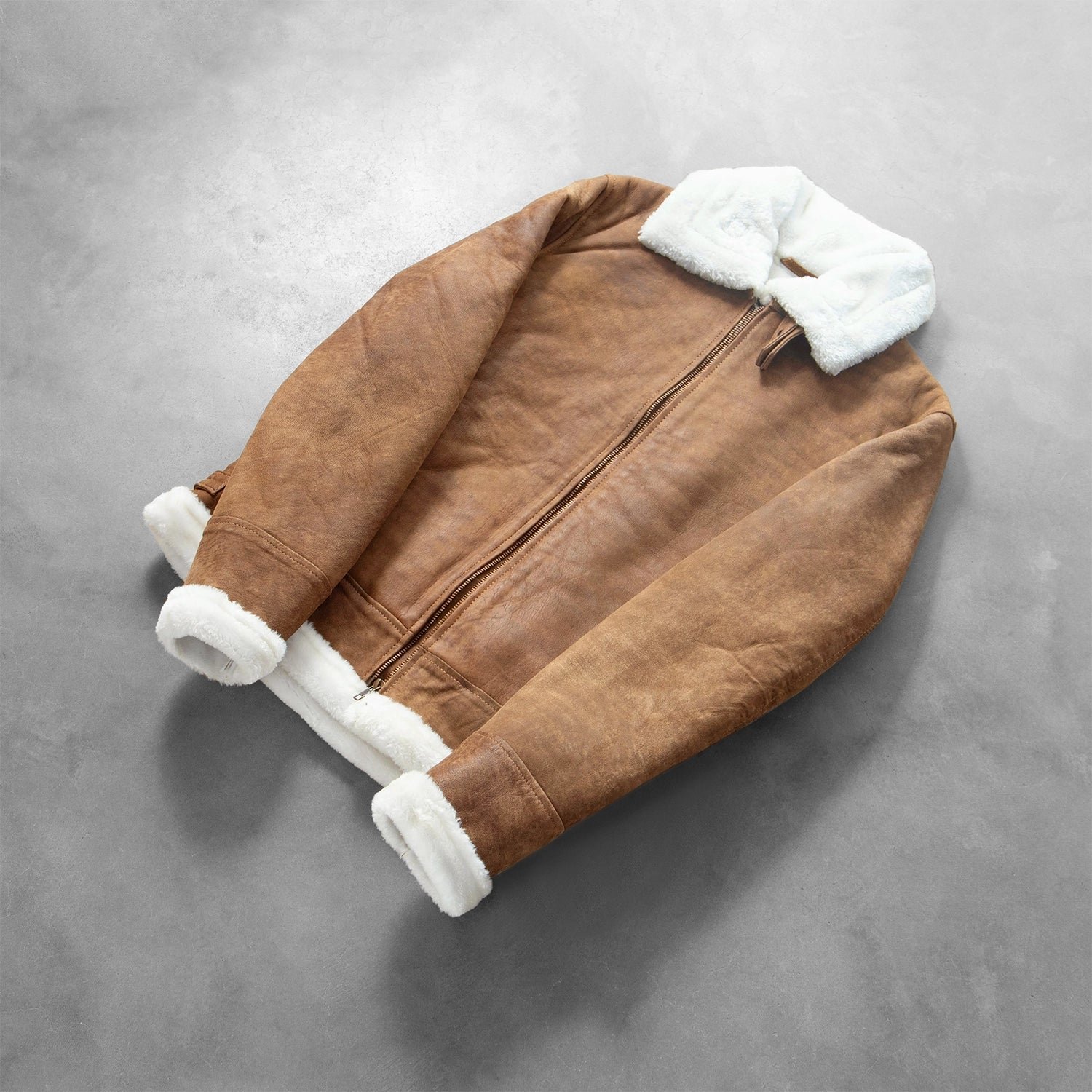 Francis B-3 Distressed Brown Leather Bomber Jacket for Men, Vintage Shearling Aviator Flight Jacket, Winter Outerwear - Image 7