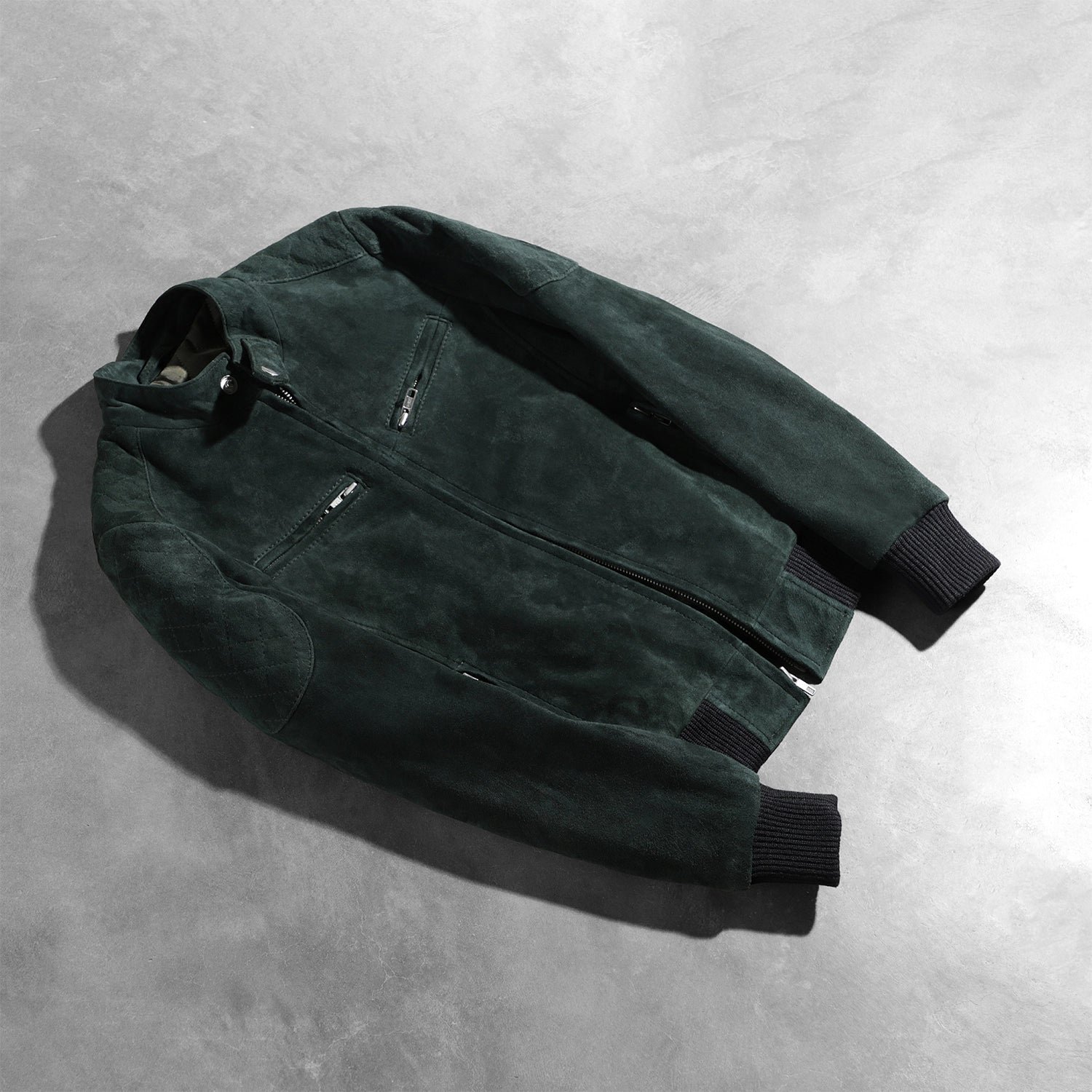 Zenna Green Suede Bomber Jacket for Women, Classic Casual Bomber Coat, Stylish Zip-Up Outerwear, Modern Everyday Streetwear - Image 8