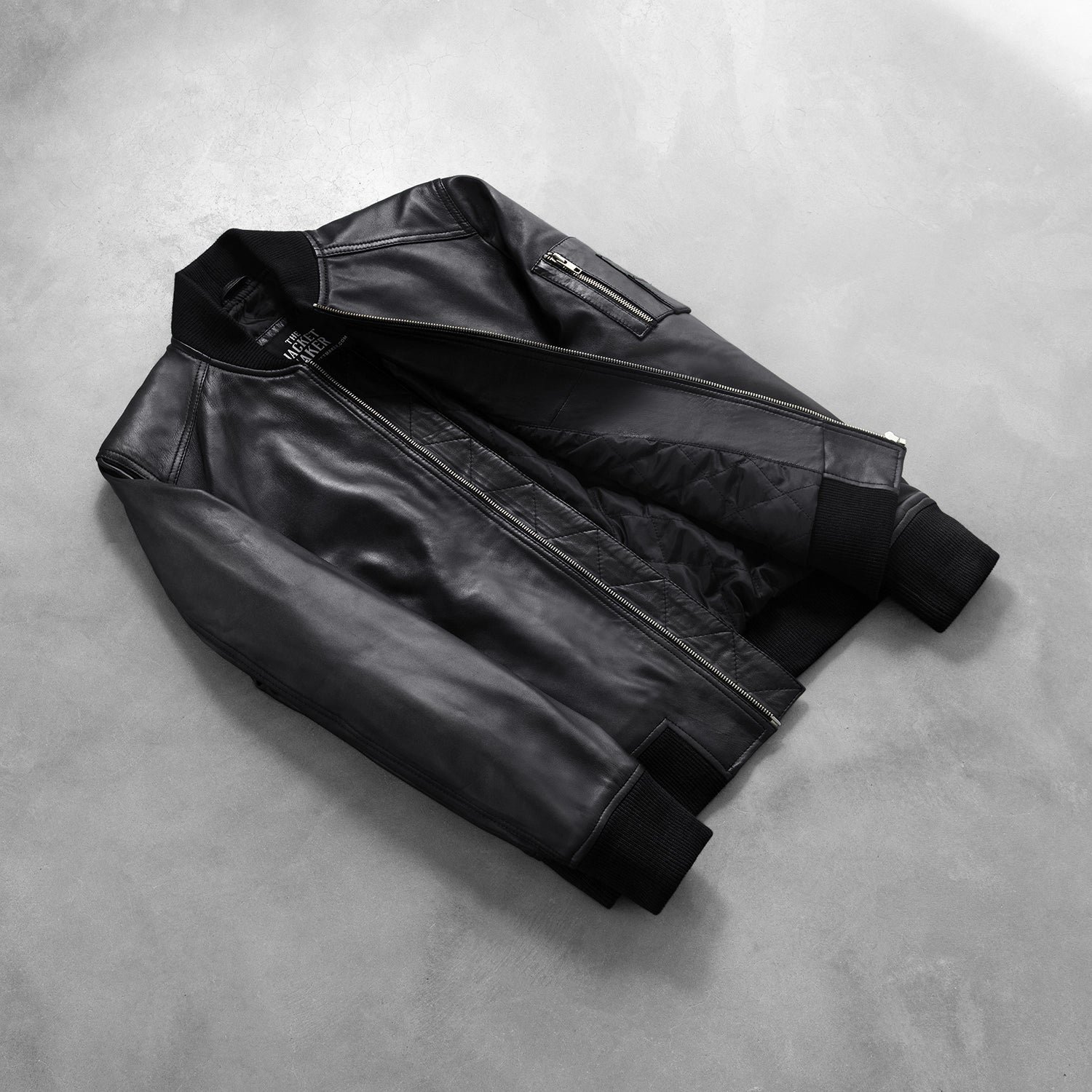 Bomia MA-1 Black Leather Bomber Jacket for Men, Classic Flight Jacket, Vintage Aviator Motorcycle Outerwear - Image 5
