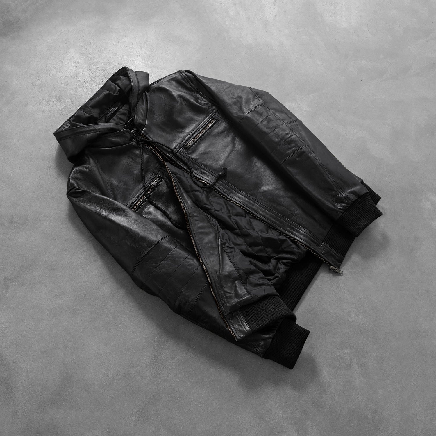 Bouncer Biz Black Leather Bomber Jacket for Men, Classic Aviator Flight Jacket, Vintage Casual Streetwear Outerwear - Image 7