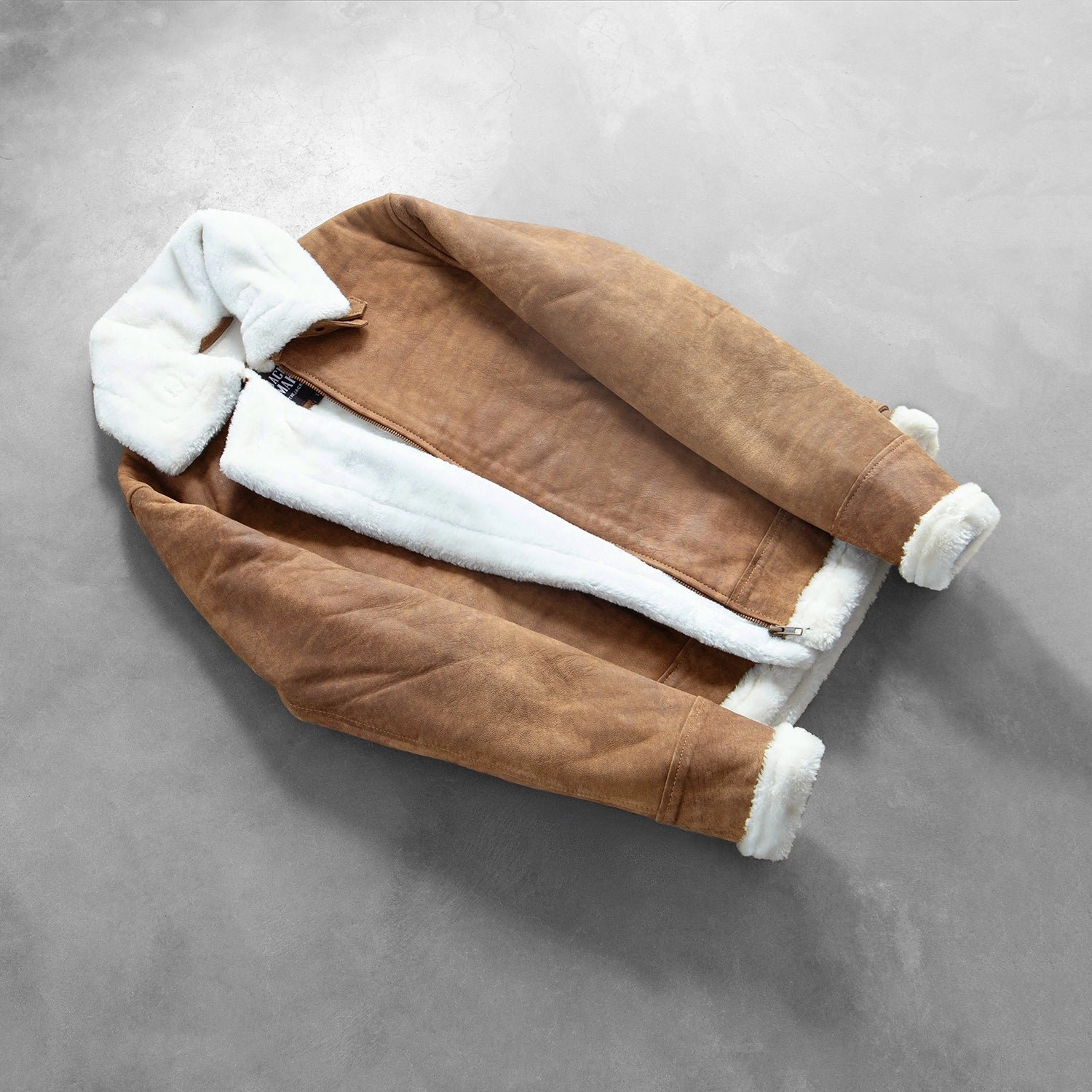 Francis B-3 Distressed Brown Leather Bomber Jacket for Men, Vintage Shearling Aviator Flight Jacket, Winter Outerwear - Image 8