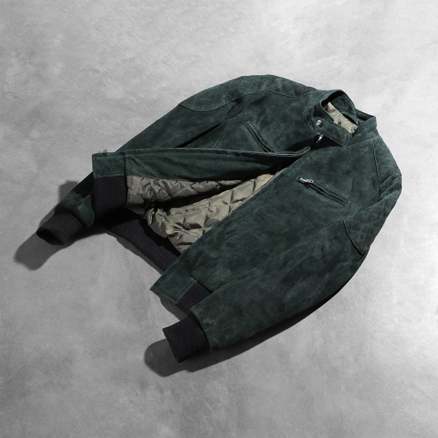 Zenna Green Suede Bomber Jacket for Women, Classic Casual Bomber Coat, Stylish Zip-Up Outerwear, Modern Everyday Streetwear - Image 7